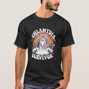 Chlamydia-Überlebender-Katze-Meme-Regenbogen-Männe T-Shirt