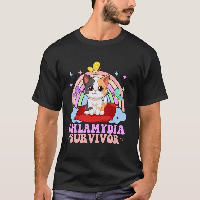 Chlamydia-Überlebender Regenbogen Katze Bakterium  T-Shirt (Vorderseite)