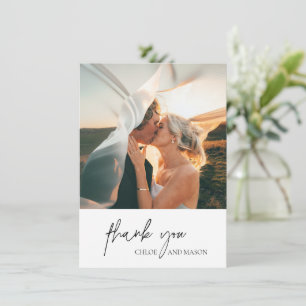 Chloe Black and White Elegante Wedding Dankeskarte
