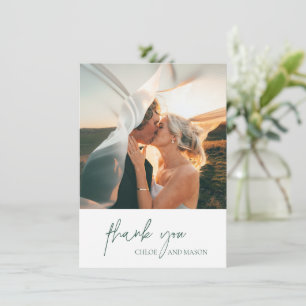 Chloe Evergreen Elegant Wedding Dankeskarte