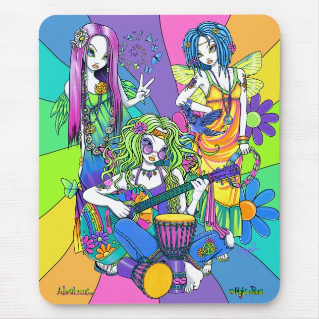 "Chloe, Melodie, Harmonie-" Blumen-Fee Mousepad (Vorne)