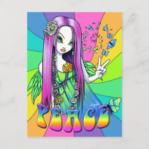 Chloe Peace Hippie Rainbow Fairy Postcard Postkarte