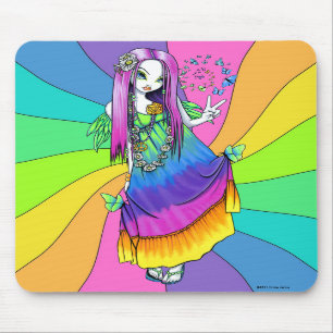 "Chloe" Regenbogen-Friedenshippie-Fee Mousepad
