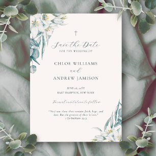 Chloe Simple Elegant Grüne Christliche Hochzeit Save The Date
