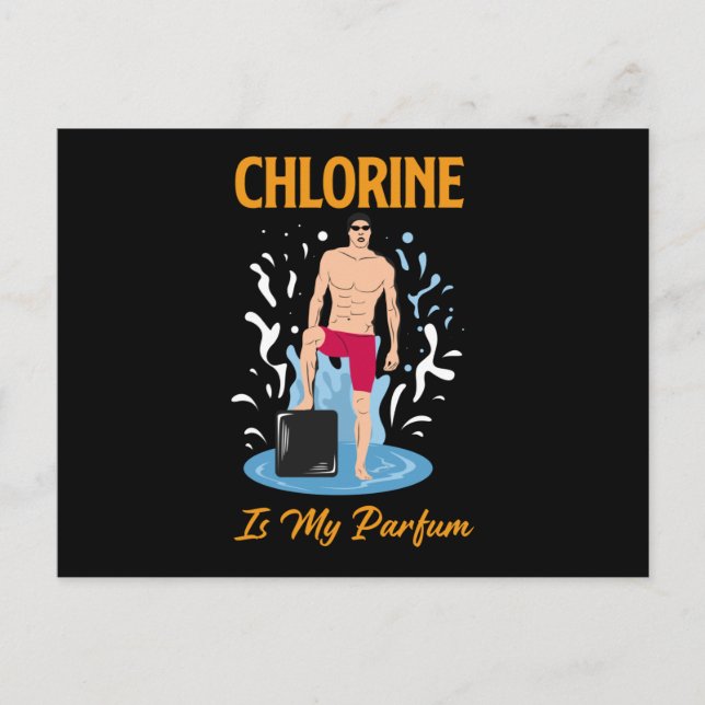 Chlor ist mein Partum - Schwimmer-Design Postkarte (Vorderseite)