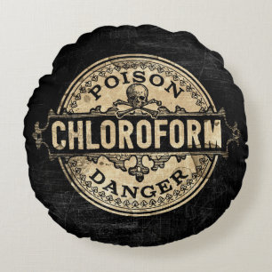 Chlorform-Vintage Giftmarke Rundes Kissen