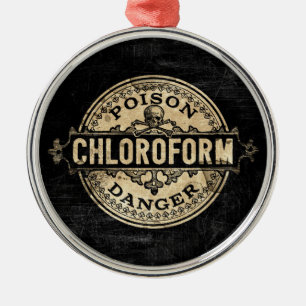 Chloroform Vintage Style Gift Label Silbernes Ornament