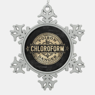 Chloroform Vintage Style Giftetikett Schneeflocken Zinn-Ornament