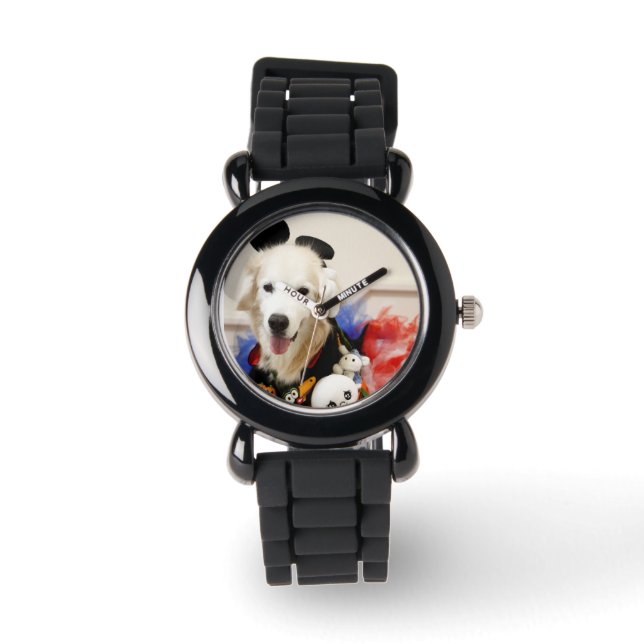 CHO CHO Vintager Lederriemen mit schwarzem Leder Armbanduhr (Vorderseite)