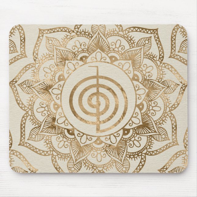 Cho Ku Rei - Pastellgold lotus mandala Mousepad (Vorne)