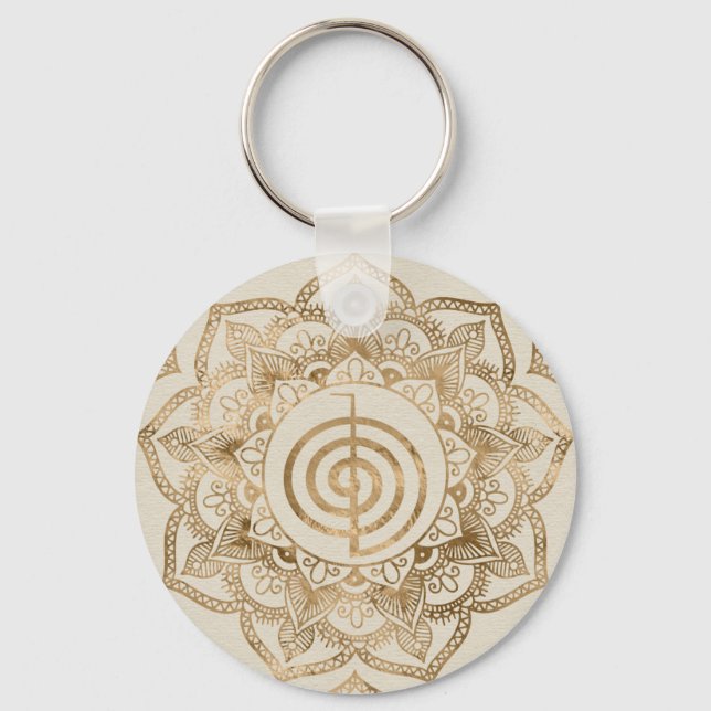 Cho Ku Rei - Pastellgold lotus mandala Schlüsselanhänger (Vorderseite)