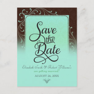 Choc Mint Decke Vintag Save the Date Postkarte