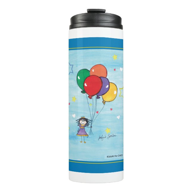 CHOCArt für Kinder - Mädchen mit Ballon Thermosbecher (Vorderseite)