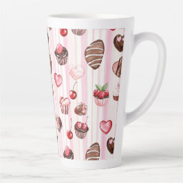 Choco Heart Large Pattern Latte Tasse
