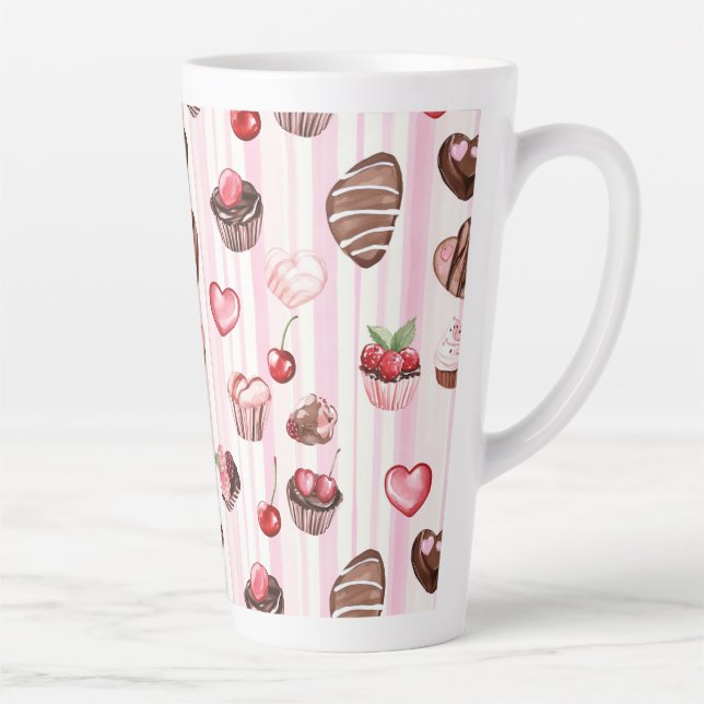 Choco Heart Large Pattern Latte Tasse (Rechts)