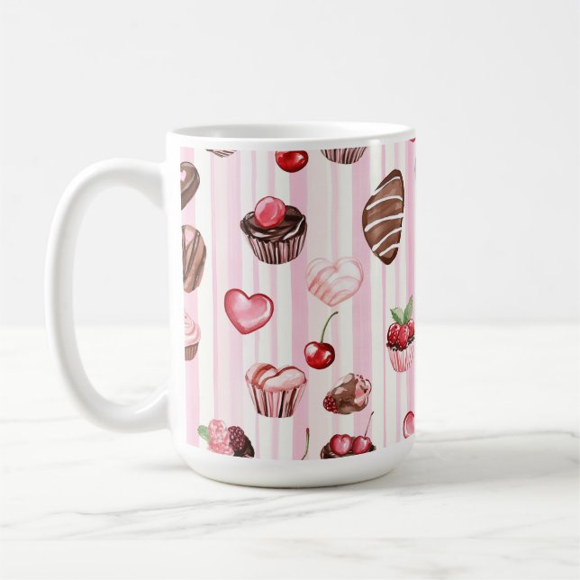Choco Heart Large Pattern Tasse (Links)