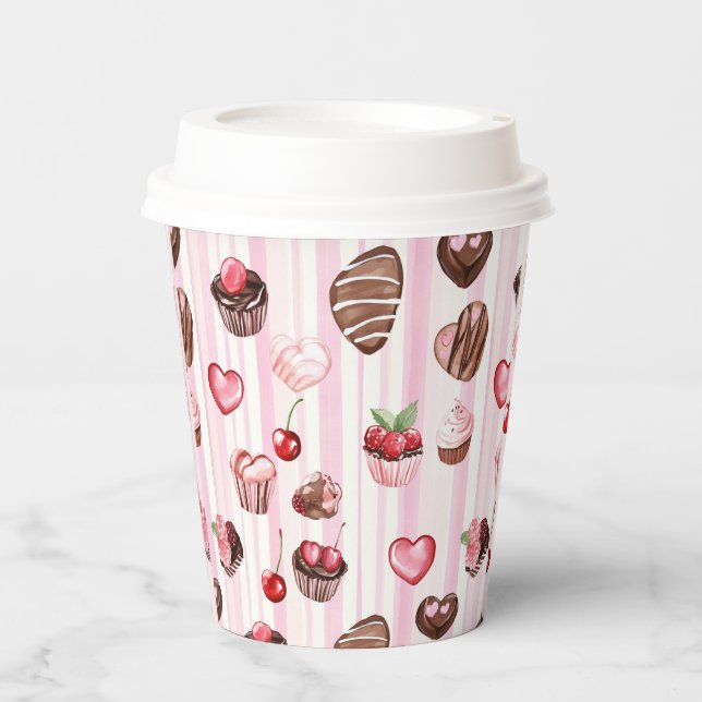 Choco Heart Large Patternpapier Cups Pappbecher (Vorderseite)