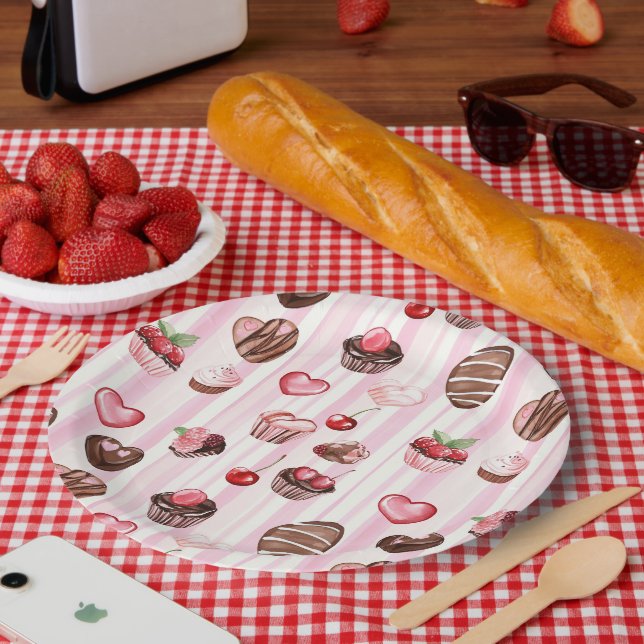 Choco Heart Paper Plate Pappteller (Picknick)