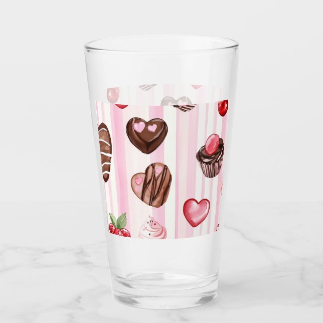 Choco Heart Valentine's Glass Cup Glas (Vorderseite)