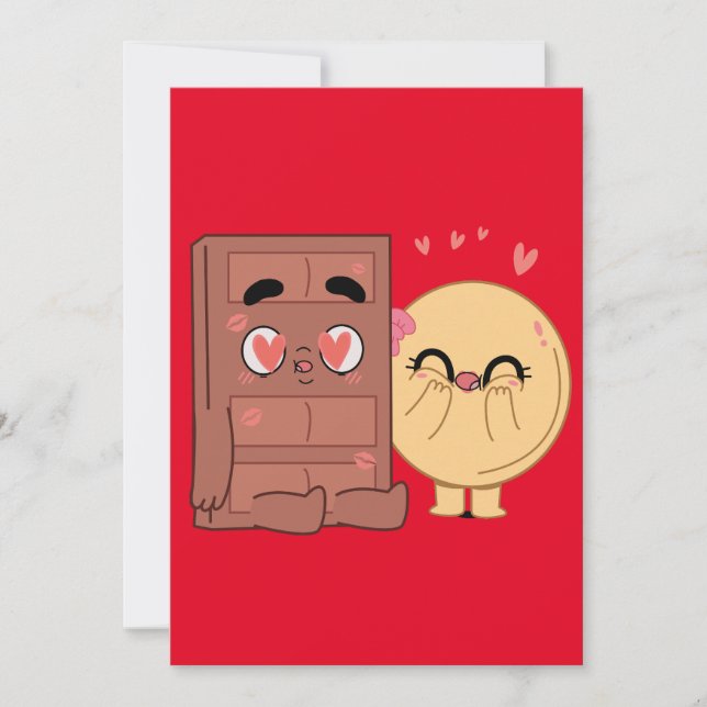 Choco und Pancake Paare Liebe Valentine Matching Einladung (Vorderseite)