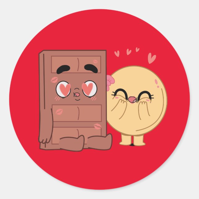 Choco und Pancake Paare Liebe Valentine Matching Runder Aufkleber (Vorderseite)