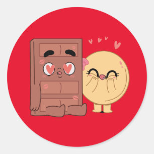 Choco und Pancake Paare Liebe Valentine Matching Runder Aufkleber