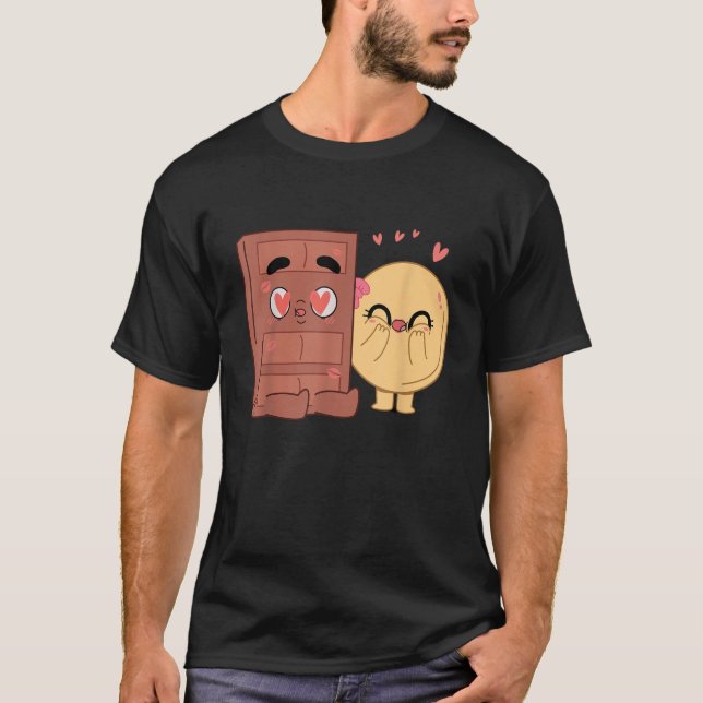 Choco und Pancake Paare Liebe Valentine Matching T-Shirt (Vorderseite)