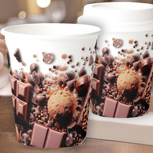 Chocoating Hot Chocolate Kakao Weißbraun Pappbecher (Chocoholic Hot Chocolate Cocoa White Brown Paper Cups)