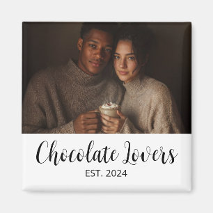 Chocoladenliebhaber-Paar Etabliert Foto-Geschenk Magnet
