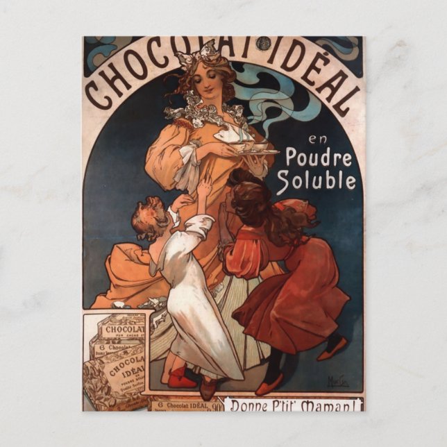 Chocolat Ideal von Alphonse Mucha Postkarte (Vorderseite)