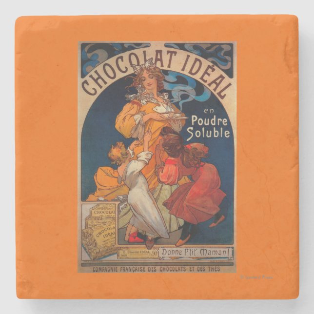 Chocolat ideales Vintages PosterEurope Steinuntersetzer (Vorderseite)