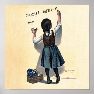 Chocolat Kind Schreibt an die Wand viktorianische  Poster