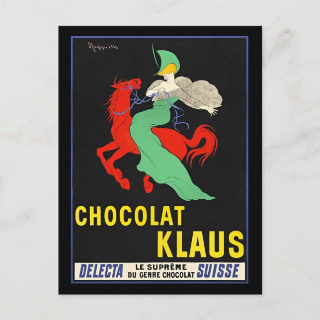 Chocolat Klaus, Vintages Werbeplakat, Postkarte (Vorderseite)