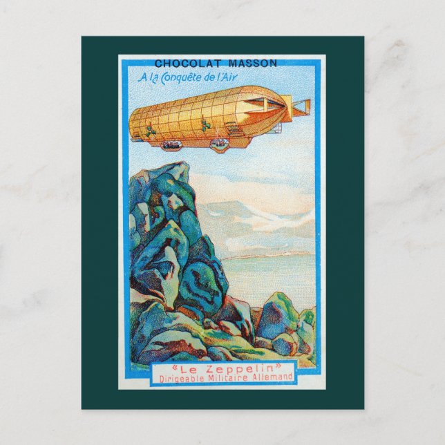 Chocolat Masson Ad mit Zeppelin Airship Postkarte (Vorderseite)