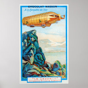 Chocolat Masson Anzeige mit Zeppelin-Luftschiff Poster