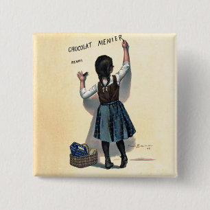 Chocolat Menier Little Girl Wall Button
