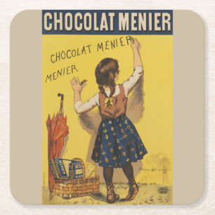 Chocolat Menier Little Girl Wall Rechteckiger Pappuntersetzer