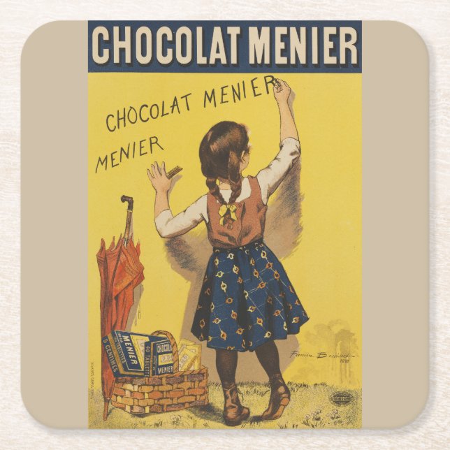 Chocolat Menier Little Girl Wall Rechteckiger Pappuntersetzer (Vorderseite)