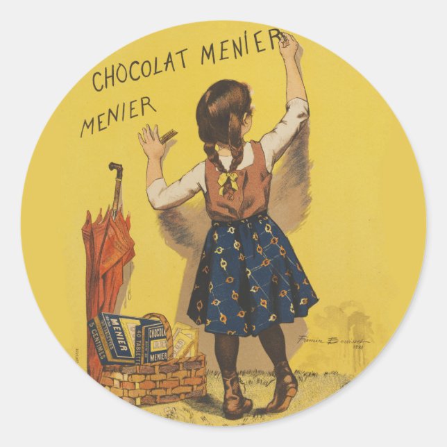 Chocolat Menier Little Girl Wall Runder Aufkleber (Vorderseite)