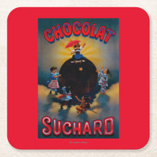 Chocolat Suchard Vintage Plakat Europa Rechteckiger Pappuntersetzer