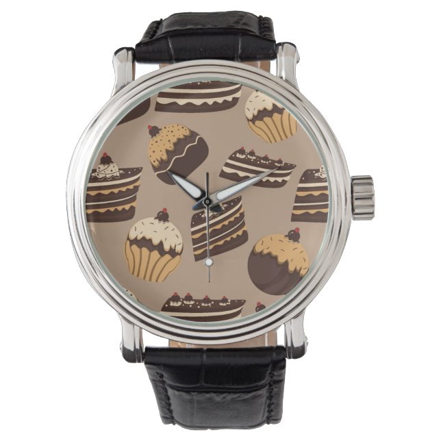 Chocolate and Pastries Pattern 3 Armbanduhr (Vorderseite)
