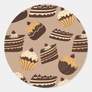 Chocolate and Pastries Pattern 3 Runder Aufkleber