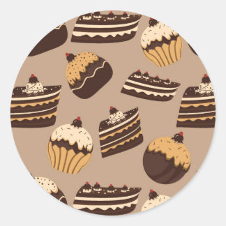 Chocolate and Pastries Pattern 3 Runder Aufkleber