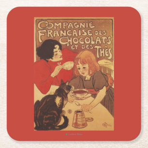 Chocolate and Tea Co Mutter und Tochter Rechteckiger Pappuntersetzer