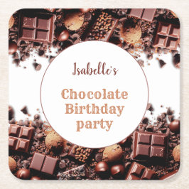 Chocolate Birthday Party Paper Napkins Rechteckiger Pappuntersetzer