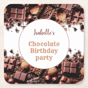 Chocolate Birthday Party Paper Napkins Rechteckiger Pappuntersetzer