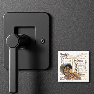 Chocolate Bits Almonds Typografy Collage Foto Magnet