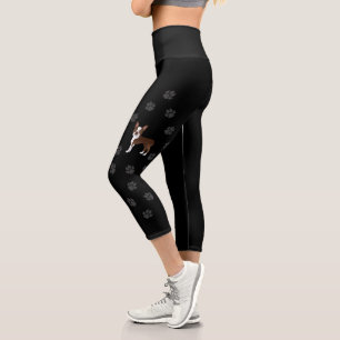 Chocolate Boston Terrier Süßer Cartoon-Hund & Pfot Capri Leggings