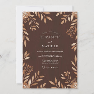 Chocolate-Bronze-Blatt-Hochzeit Einladung