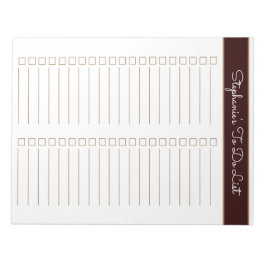Chocolate Brown 8.5x11 Two Column Checklist Notizblock
